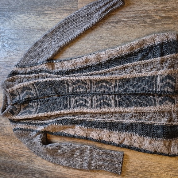 Gottardi Chunky Knit Cardigan in Rich Brown Shades Alpaca Mohair Blend Sz Small - Picture 5 of 7